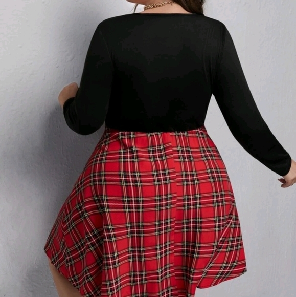 SHEIN Women's Tartan Plaid Panal Dress NWT - Picture 4 of 12